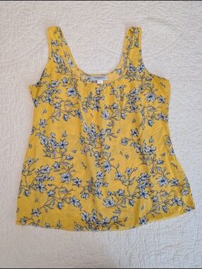 Motherhood Maternity Yellow Floral Scoop Neck Tank Top
